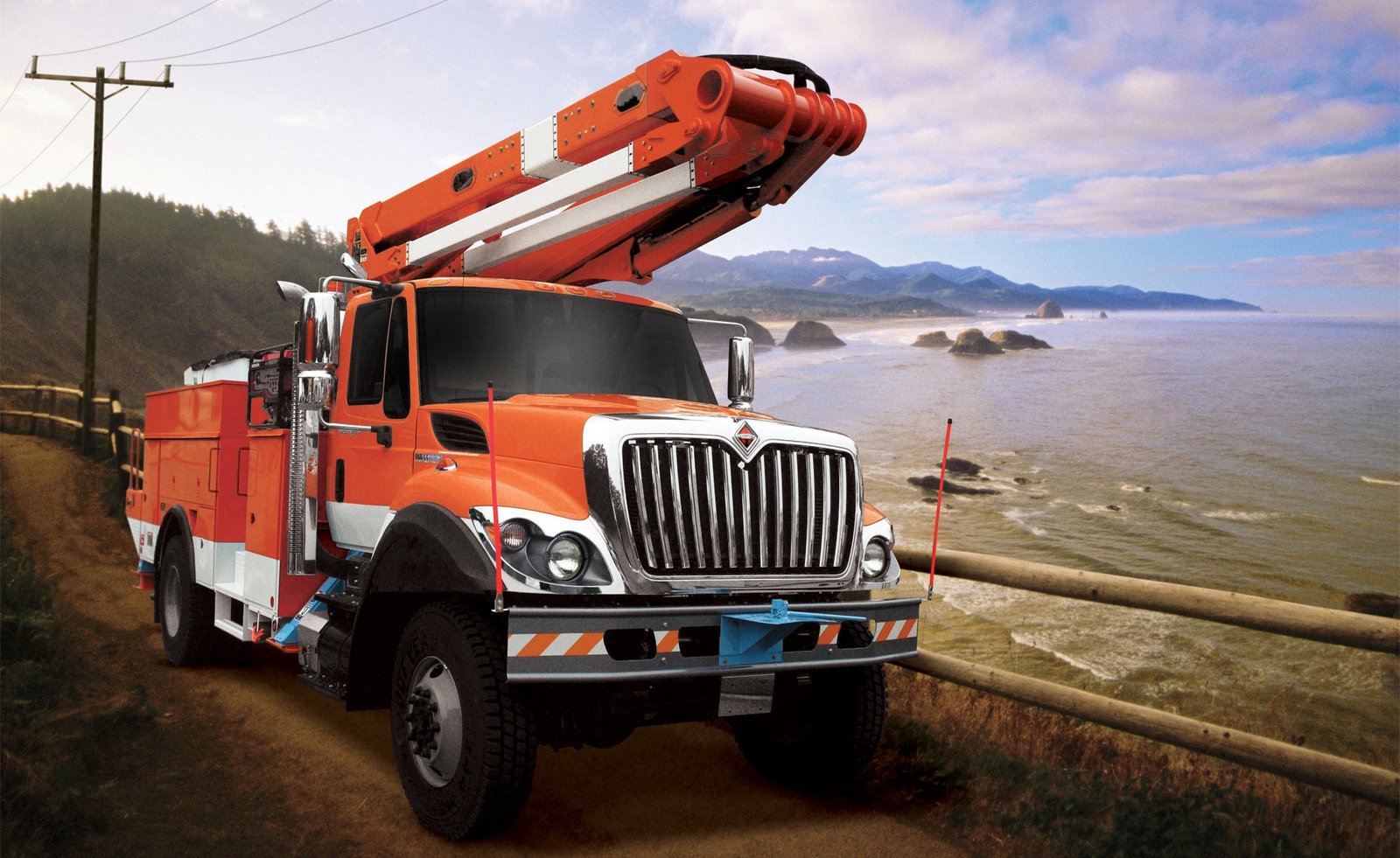 International service truck with a crane body