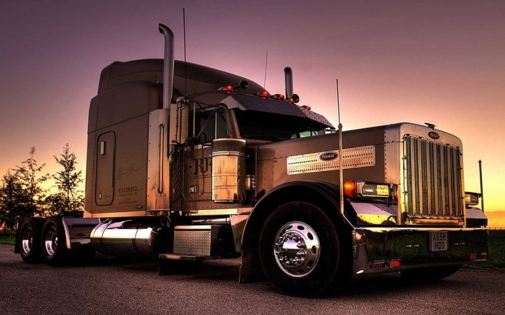 Peterbilt tractor at dusk